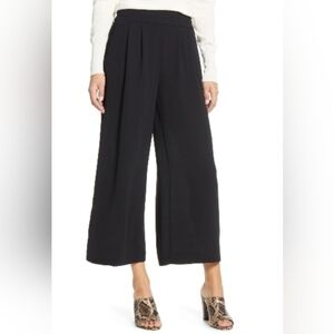 1.STATE Wide leg cropped trousers, Medium, Rich Black